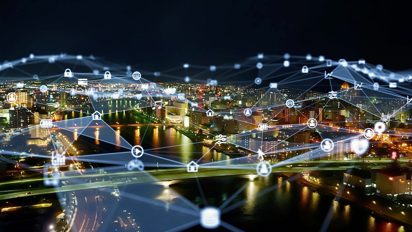 Connected buildings and infrastructure across a city