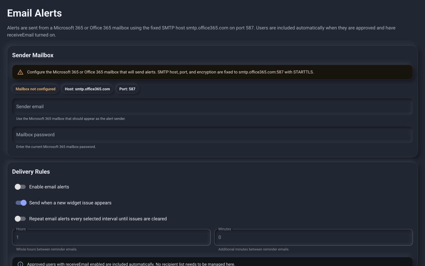 The real PI™ - Command Center Email Alerts workspace